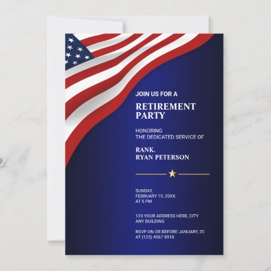 Invitation Drapeau USA | Coin | Luxe Bleu (Devant)