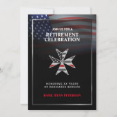 Invitation Drapeau USA | Croix de Malte Ligne Rouge Mince | N (Devant)