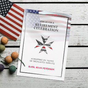 Invitation Drapeau USA   Croix de Malte Thin Red Line   Blanc