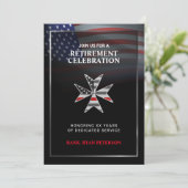 Invitation Drapeau USA | Croix de Malte Thin Red Line | Noir (Debout devant)