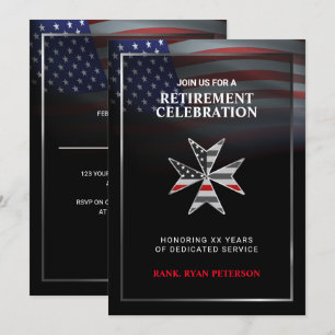 Invitation Drapeau USA Croix de Malte Thin Red Line Noir