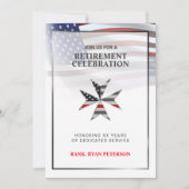 Invitation Drapeau USA | Croix maltaise Thin Red Line | Blanc (Devant)