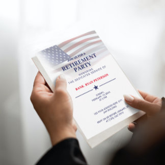 Invitation Drapeau USA | Dégradé Transparent | Blanc Élégant