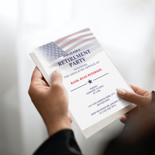 Invitation Drapeau USA | Dégradé Transparent | Blanc Élégant