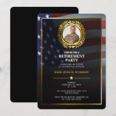 Invitation Drapeau USA | Feuille de Laurier Or | Retraite de (Devant / Derrière)