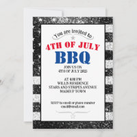 Drapeau USA Noir Blanc étincelles 4 juillet BBQ pa