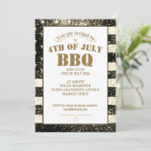 Invitation Drapeau USA or sépia étincelles fête 4 juillet BBQ (Debout devant)