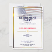 Invitation Drapeau USA | Transparent | Cadre doré | Blanc Lux (Devant)