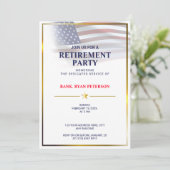 Invitation Drapeau USA | Transparent | Cadre doré | Blanc Lux (Debout devant)