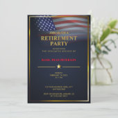 Invitation Drapeau USA | Transparent | Cadre doré | Luxe Bleu (Debout devant)