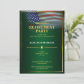 Invitation Drapeau USA | Transparent | Cadre doré | Luxe Vert (Debout devant)