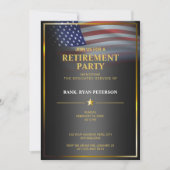 Invitation Drapeau USA | Transparent | Cadre doré | Noir Luxe (Devant)