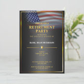 Invitation Drapeau USA | Transparent | Cadre doré | Noir Luxe (Debout devant)