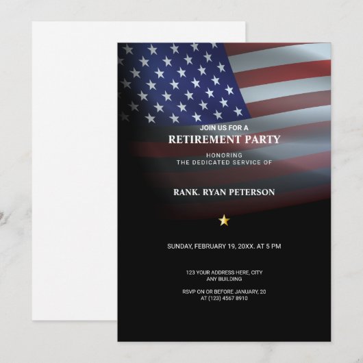 Invitation Drapeau USA | Transparent | Noir (Devant / Derrière)