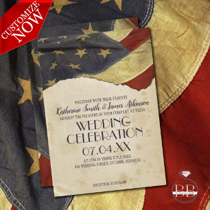 Invitation Drapeau Vintage du Mariage militaire