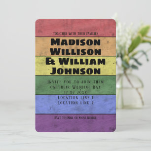 Invitation Drapeau Vintage LGBT mariage en noir