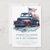 Invitation Drapeau vintage Patriotique 4 juillet (Devant)