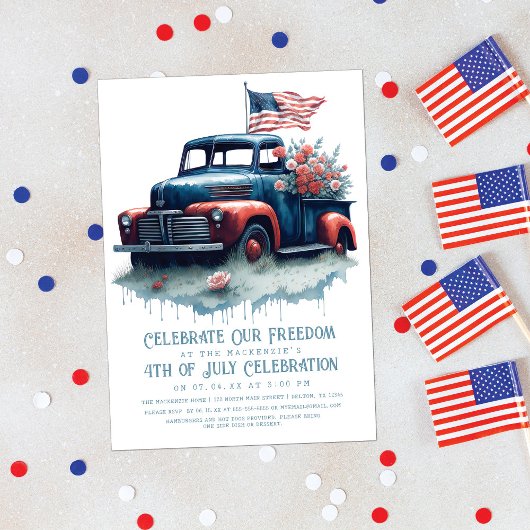 Invitation Drapeau vintage Patriotique 4 juillet
