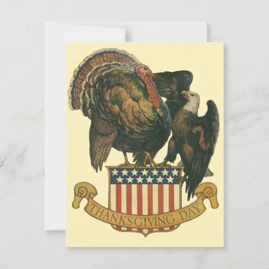 Invitation Drapeau vintage Thanksgiving Turquie, Aigle, Drape (Devant)