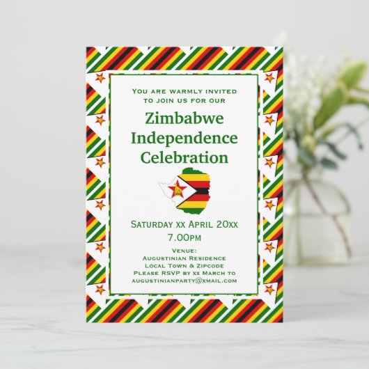 Invitation Drapeau zimbabwéen FÊTE DE L'INDÉPENDANCE (Debout devant)