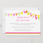 Invitation Drapeaux colorés filles 3ème anniversaire invitati (Dos)