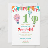 Invitation Drapeaux de ballon à air chaud, fille de premier a (Devant)