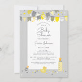 Invitation Drapeaux de bannière modernes gris jaune pour une (Devant)