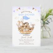 Invitation Drapeaux de Bunting Baby shower Noah's Ark Boys (Debout devant)