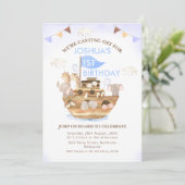 Invitation Drapeaux de Bunting Noah's Ark Boys 1er anniversai (Debout devant)