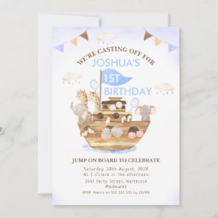 Invitation Drapeaux de Bunting Noah's Ark Boys 1er anniversai