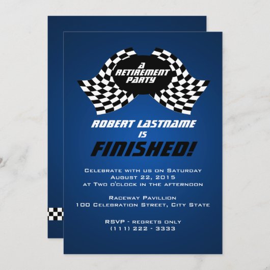 Invitation Drapeaux de course Parti de retraite (Devant / Derrière)