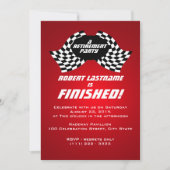 Invitation Drapeaux de course Parti de retraite Rouge (Devant)