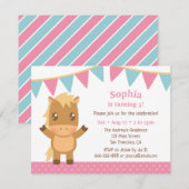 Invitation Drapeaux de fête d'anniversaire de fille Cheval Mi (Devant / Derrière)
