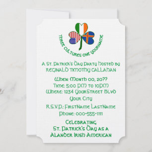 Invitation Drapeaux des îles Aland Irlande États-Unis Shamroc