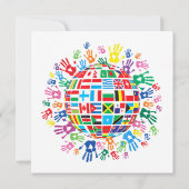 Invitation Drapeaux du monde avec empreintes colorées (Dos)
