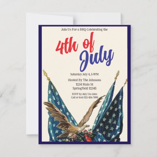 Invitation Drapeaux et Fête de l'Aigle Patriotique 4 juillet  (Devant)