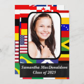Invitation Drapeaux internationaux : graduation de la photo (Devant / Derrière)