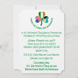 Invitation Drapeaux Shamrock bahamien Irlande États-Unis