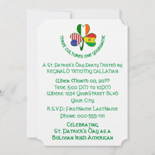 Invitation Drapeaux Shamrock Bolivien Irlande États-Unis