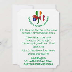 Invitation Drapeaux tricolores autrichien irlandais américain