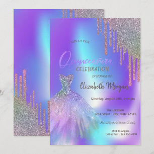 Invitation Draps de Parties scintillant Ombre robe Quinceañer