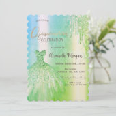 Invitation Draps de Parties scintillant verte Robe Quinceañer (Debout devant)