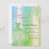Invitation Draps de Parties scintillant verte Robe Quinceañer (Devant)