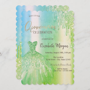 Invitation Draps de Parties scintillant verte Robe Quinceañer
