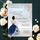 Invitation Draps, Robe Bleue Fille Tour Eiffel Quinceañera
