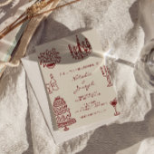 Invitation Drawn Burgundy Romantic Whimsical Photo Wedding