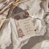 Invitation Drawn Burgundy Whimsical Photo QR Code Wedding