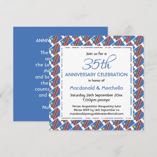 Invitation DRC DRAPEAU CONGO Célébration d'anniversaire perso (Devant / Derrière)