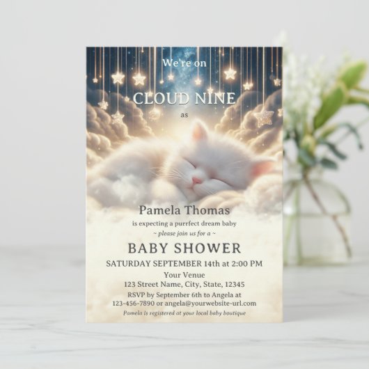 Invitation Dream Baby Cloud Neuf Baby shower (Debout devant)