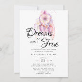Invitation Dream Catcher Aquarelle rose Baby shower fille (Devant)